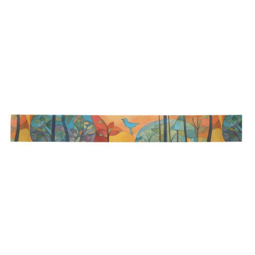 Modern Landscape Stained Glass Forest Satin Ribbon