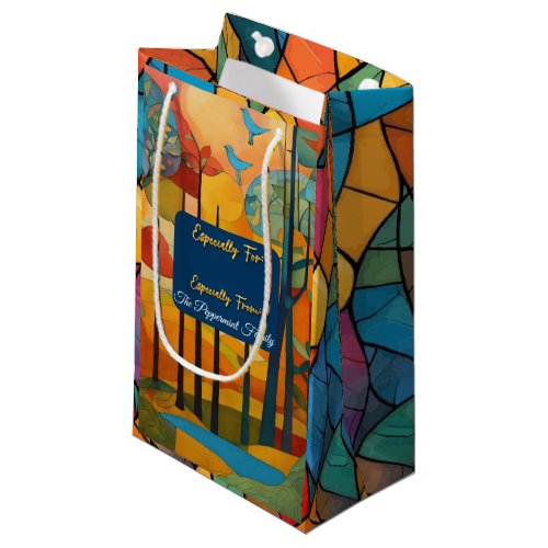 Modern Landscape Stained Glass Forest Small Gift Bag