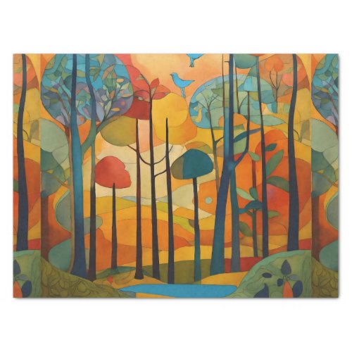 Modern Landscape Stained Glass Forest Tissue Paper