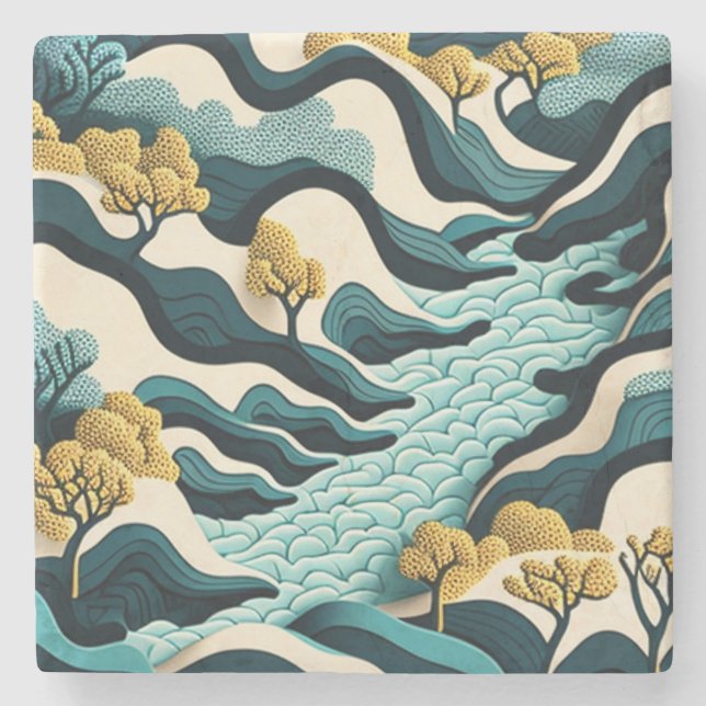 Modern Landscape Stone Coaster (Front)