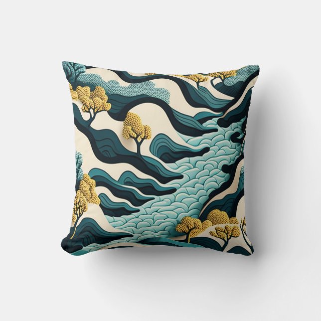 Modern Landscape Throw Pillow (Front)