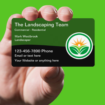 Modern Landscaping Business Cards Logo Template by Luckyturtle at Zazzle