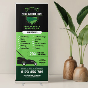 Modern Landscaping Lawn Mowing Marketing Retractable Banner
