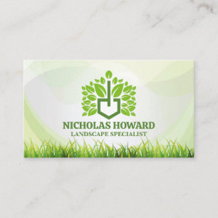 Modern Landscaping Logo Grass Business Card