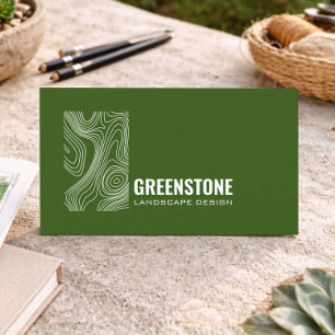 Modern Landscaping Minimal Topography Design Green Business Card