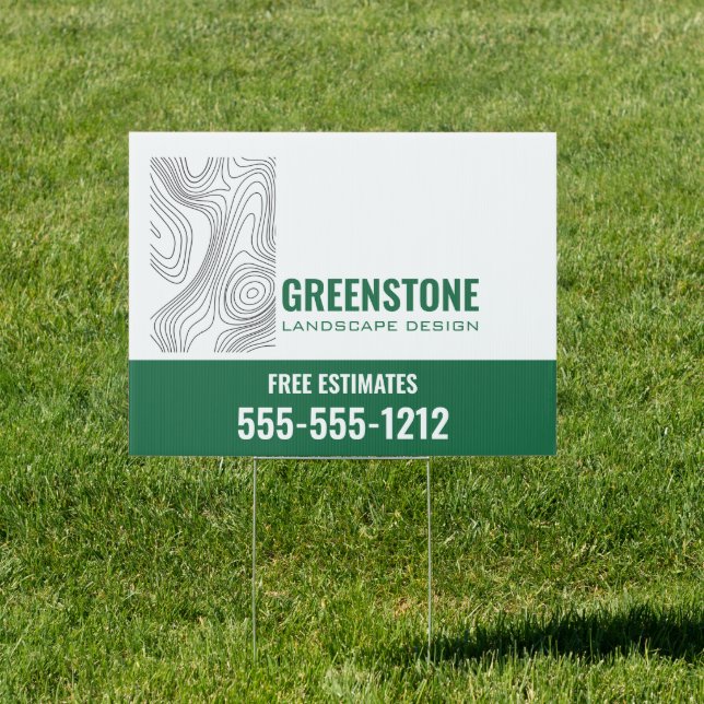 Modern Landscaping Minimal Topography Yard Sign (Insitu)