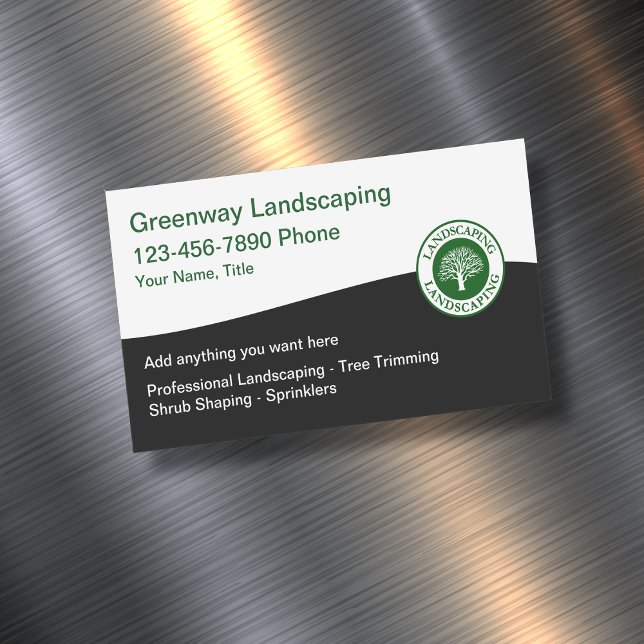 Modern Landscaping Services Magnetic Business Card (Creator Uploaded)