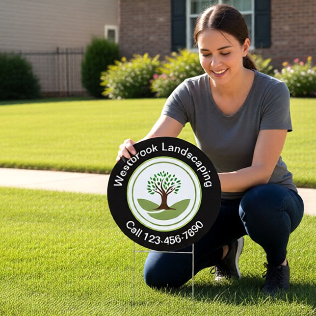 Modern Landscaping Services Round Yard Signs (Creator Uploaded)