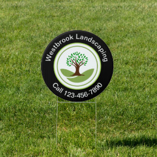 Modern Landscaping Services Round Yard Signs