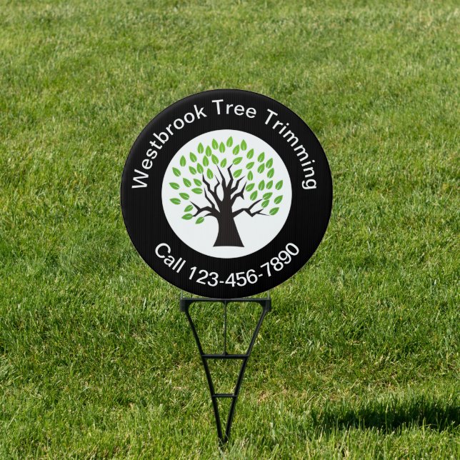 Modern Landscaping Tree Trimming Round Yard Signs (Insitu)
