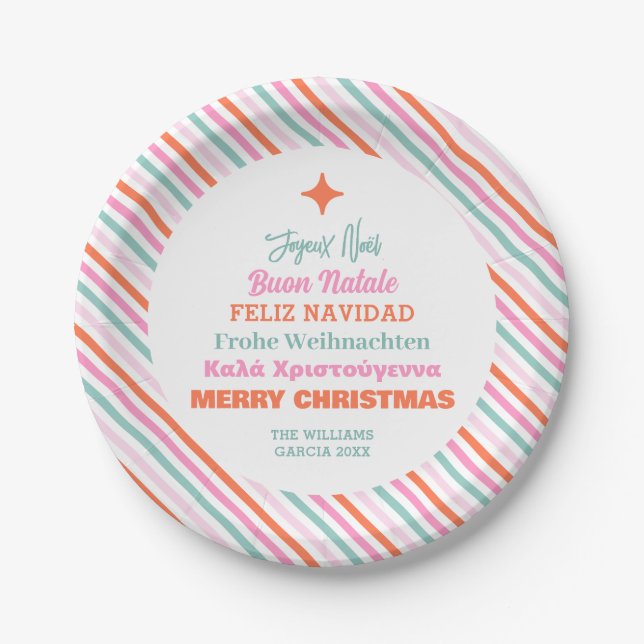 Modern Languages Family Merry Christmas  Paper Plates (Front)