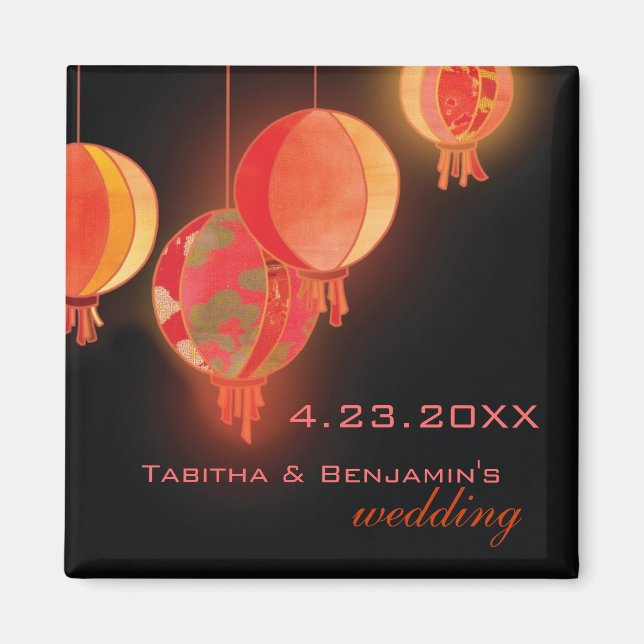 Modern Lanterns Wedding Save the Date Magnet (Front)