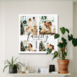 Modern Large 4 Photo Family Collage Canvas Print