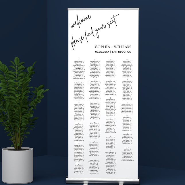 Modern Large Alphabetical Seating chart Retractable Banner (Creator Uploaded)