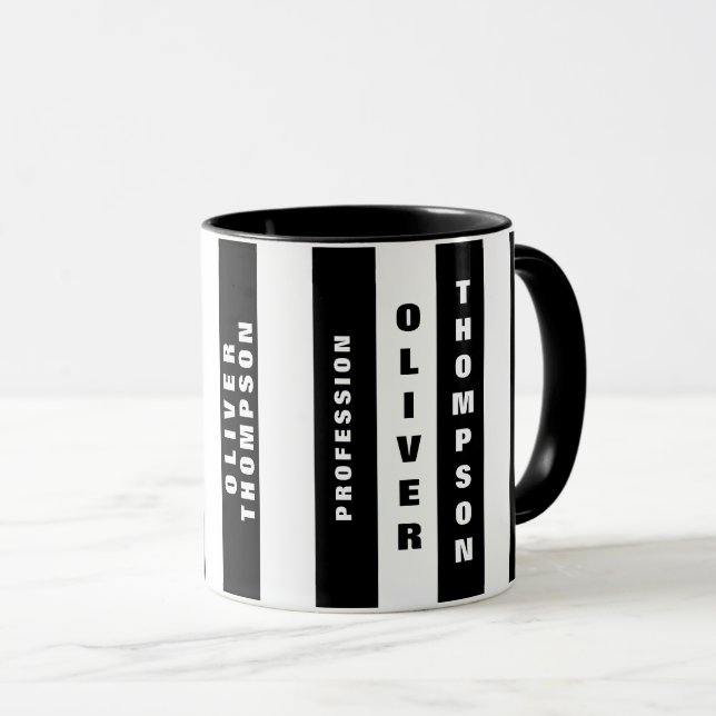 Modern Large Black Stripes Elegant Mug (Front Right)