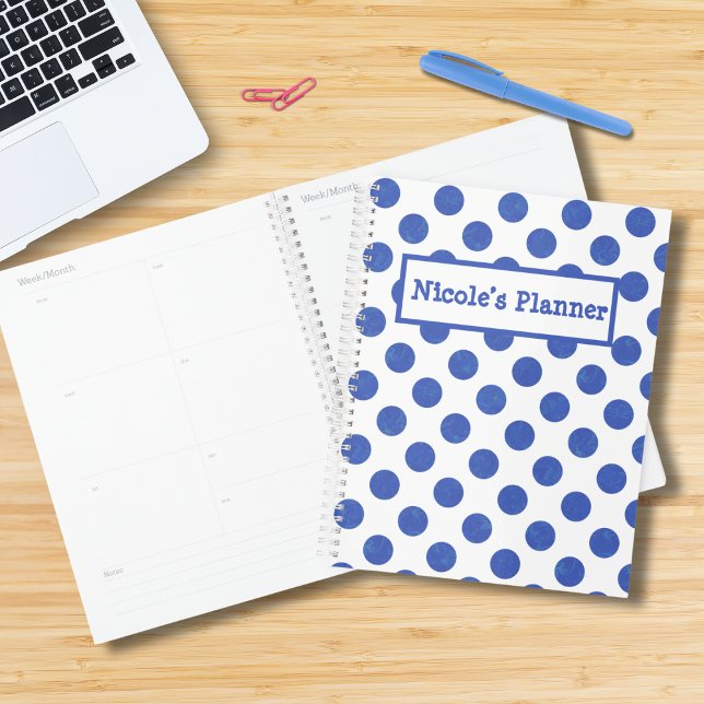 Modern Large Blue Polka Dot Planner (Creator Uploaded)