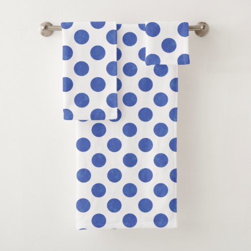 Modern Large Blue Polka Dot Towel