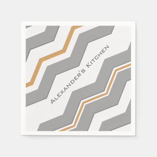 Modern Large Chevron with any Color and Text Napkins