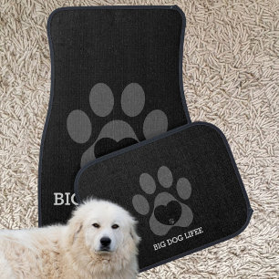 Modern Large Dog Paw Print Classic Charcoal Grey  Car Floor Mat