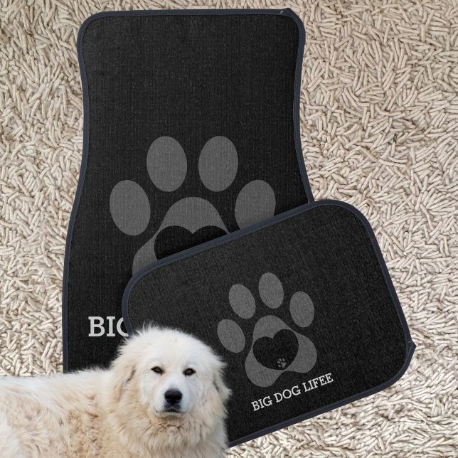 Modern Large Dog Paw Print Classic Charcoal Grey  Car Floor Mat (Creator Uploaded)