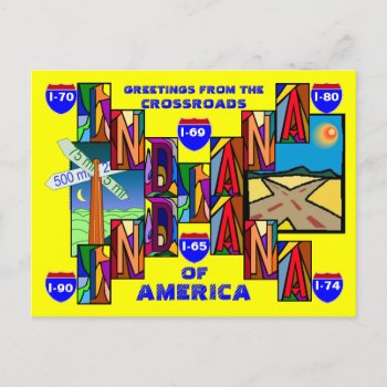 Modern Large Letter Indiana Greetings Postcard! Postcard by layooper at Zazzle