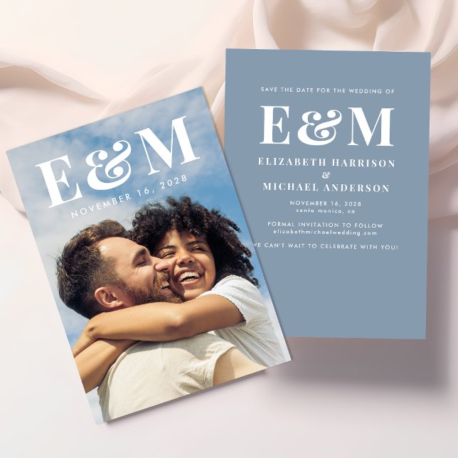 Modern Large Monogram Initials Photo Save The Date (Creator Uploaded)