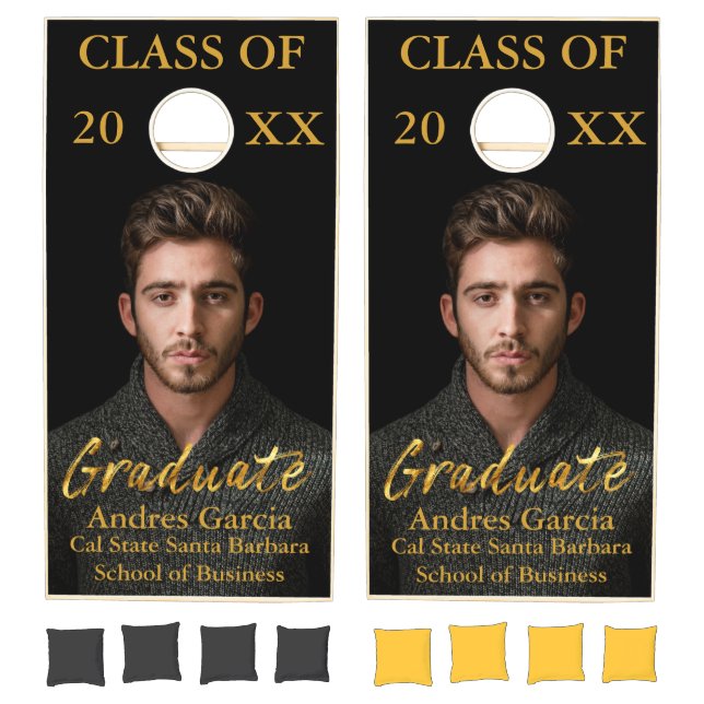 Modern Large Photo Class of Graduate Cornhole Set (Set)