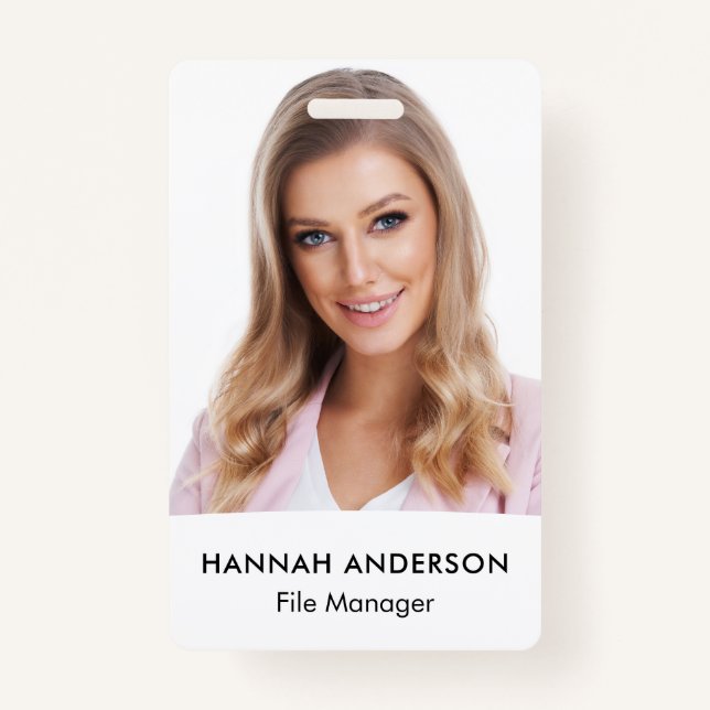 Modern Large Photo Employee QR ID Badge (Front)
