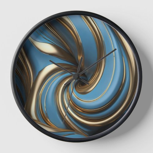 Modern Large Wall Clock with Chic Blue Swirl 