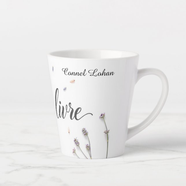 Modern L'Art de Vivre Aesthetic Personalized Latte Mug (Right)