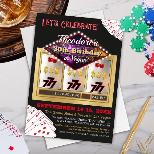 Modern Las Vegas Casino Night Birthday Invitation