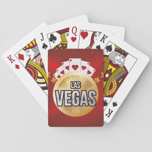 Modern Las Vegas Golden Stars Red Playing Cards