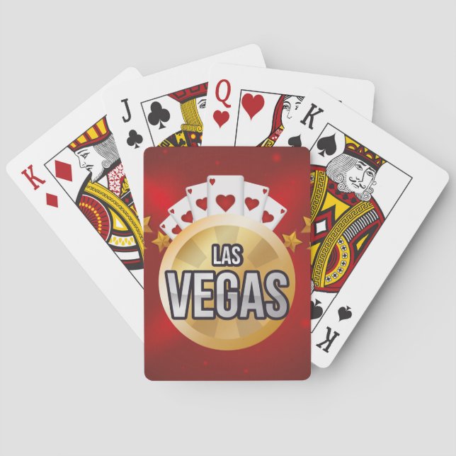 Modern Las Vegas Golden Stars Red Poker Cards (Back)