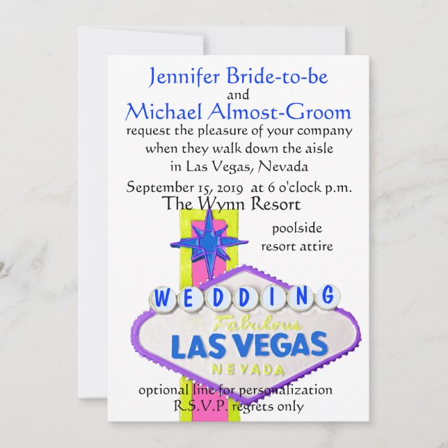 Modern Las Vegas Wedding Invitation (Front)