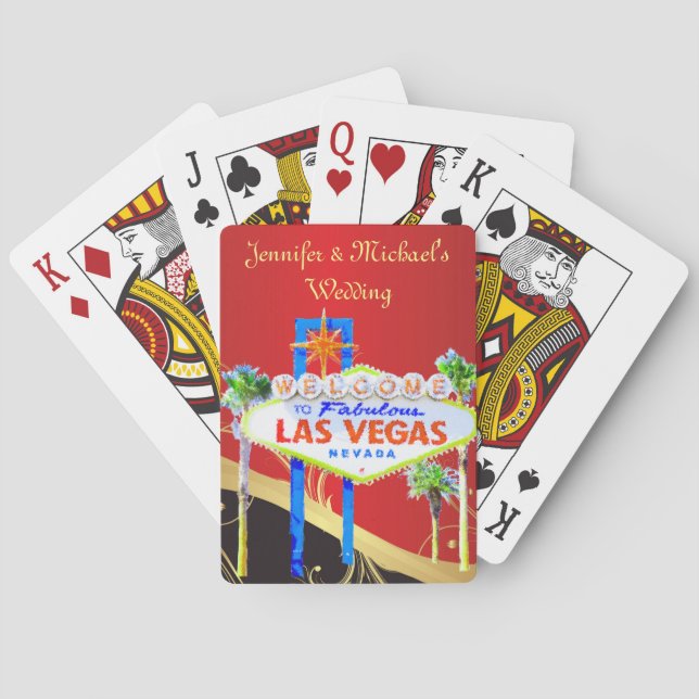 Modern Las Vegas Wedding  Poker Cards (Back)