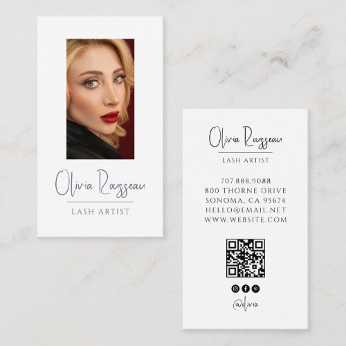 Modern Lash Artist Photo QR Code Social Media Business Card