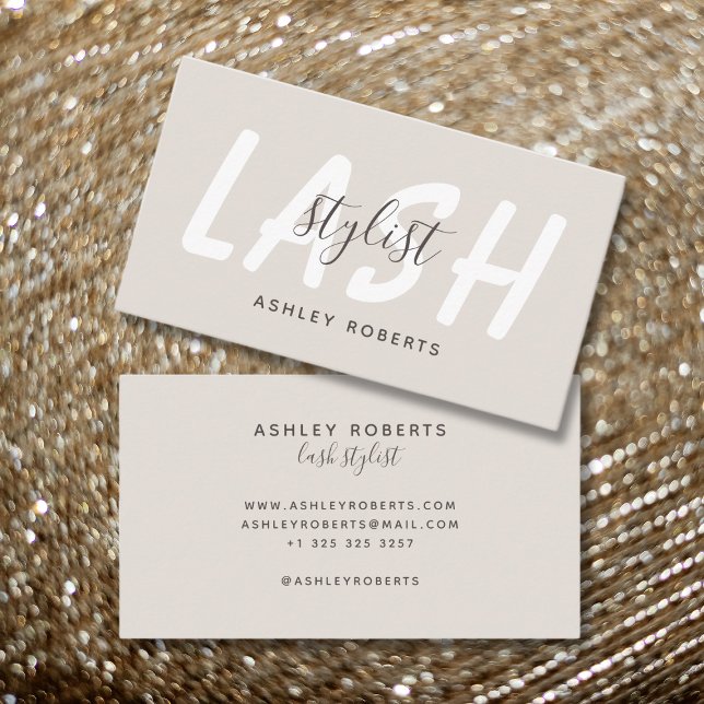 Modern lash stylist light tan business card (Creator Uploaded)