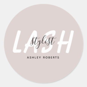 Modern lash stylist tan classic round sticker