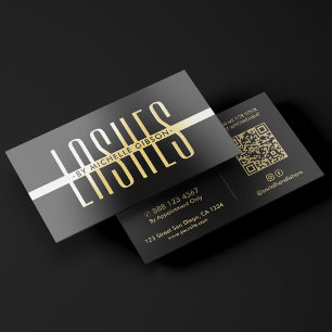 Modern Lash Tech Lashes Studio Black Gold Foil Business Cards
