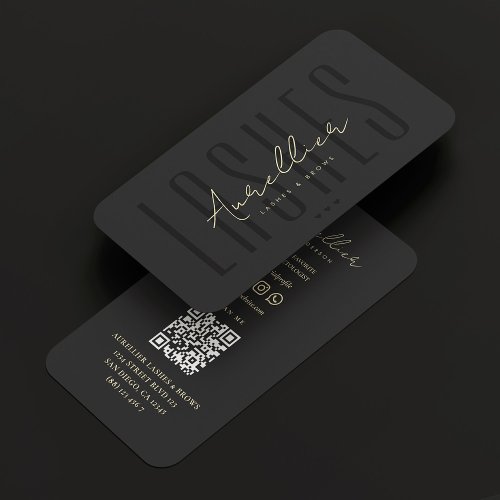 Modern Lashes Brows Makeup Artist Black Beauty Business Card