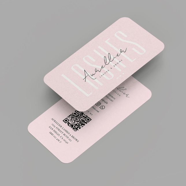 Modern Lashes Brows Makeup Artist  Monogram Pink  Business Card (Modern Lashes LASH BEAUTY SALON Brows Makeup Artist Monogram Pink Business Card
)