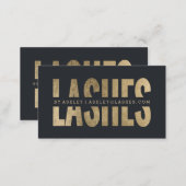 Modern lashes cut out faux gold typography grey business card (Front/Back)
