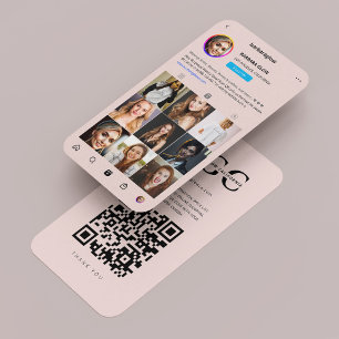 Modern Lashes Makeup Artist Instagram Grid Pink Business Card