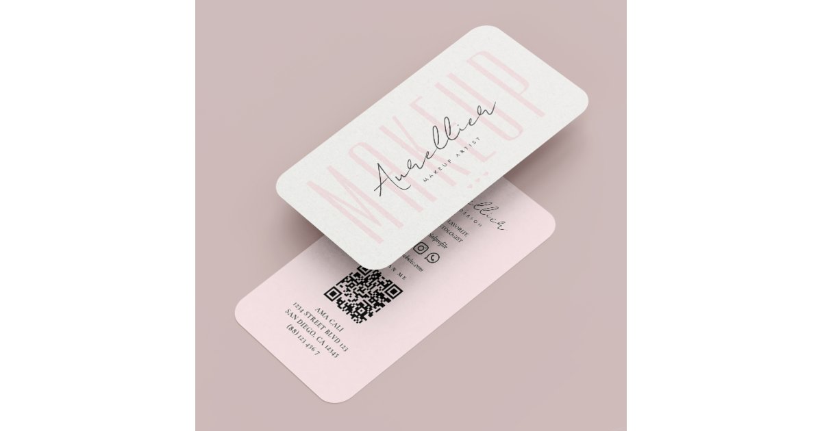 Modern Lashes Makeup artist Nail Tech Pastel Pink  Business Card
