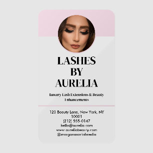 Modern Lashes Photo Blush Pink Clear Business Cards