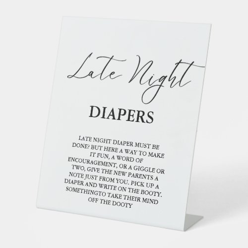 Modern  Late Night Diaper Baby Shower Game Pedestal Sign