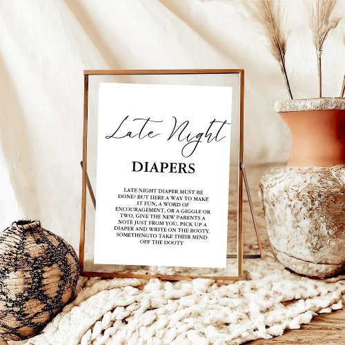 Modern  Late Night Diaper Baby Shower Game Poster