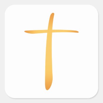Modern Latin Christian Cross Square Sticker by peculiardesign at Zazzle
