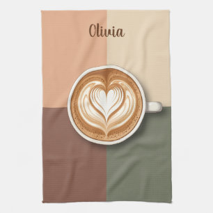 Modern Latte Art Heart  Kitchen Towel