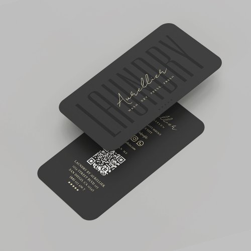 Modern Laundry Dry Clean Press Black Gold  Business Card